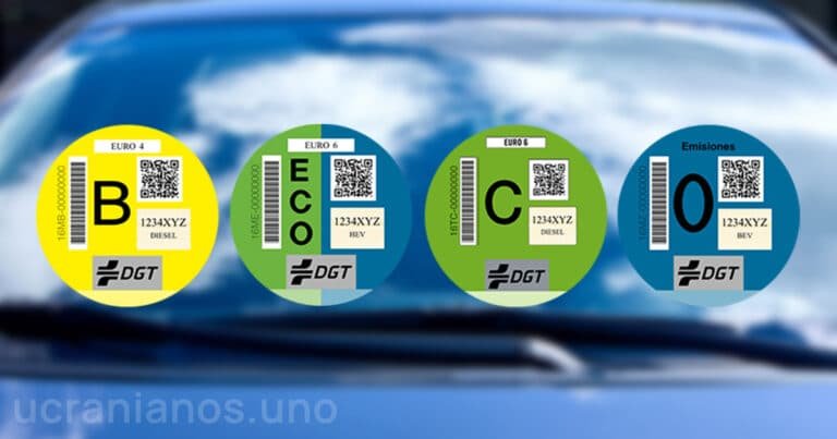 Environmental sticker for a car in Spain Distintivo ambiental DGT